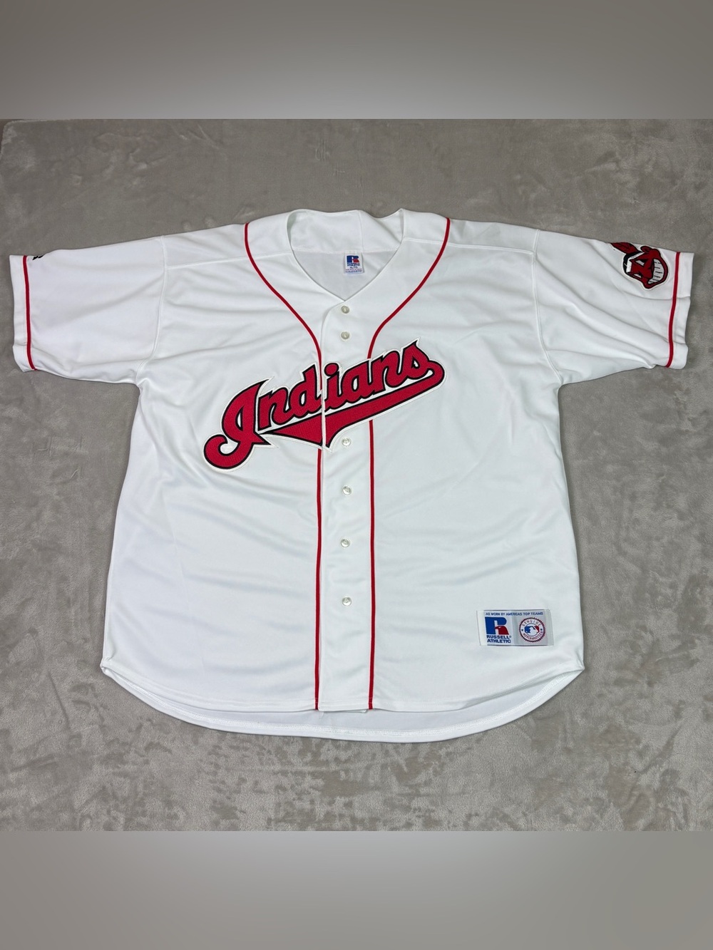 Vintage XL Cleveland Indians Guardians Stitched Baseball Jersey Russell Athletic